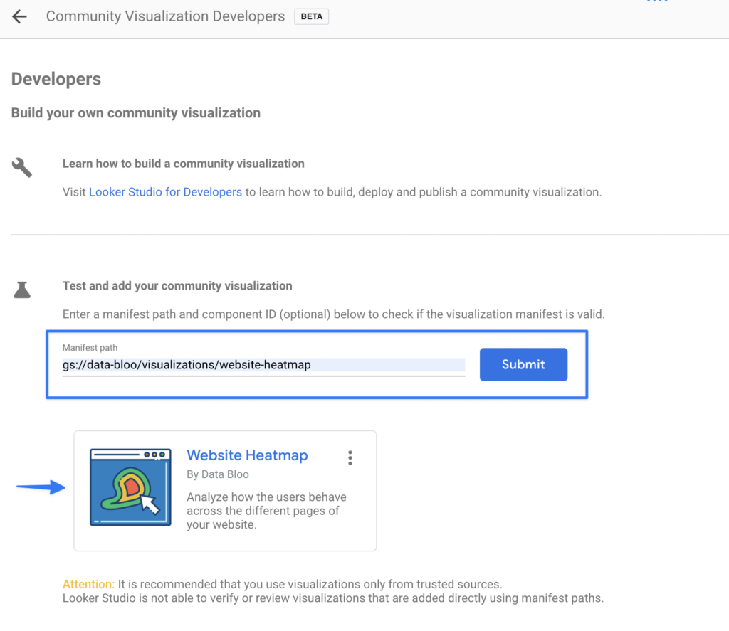 Community Visualization Manifest URL Looker Studio - Data Bloo