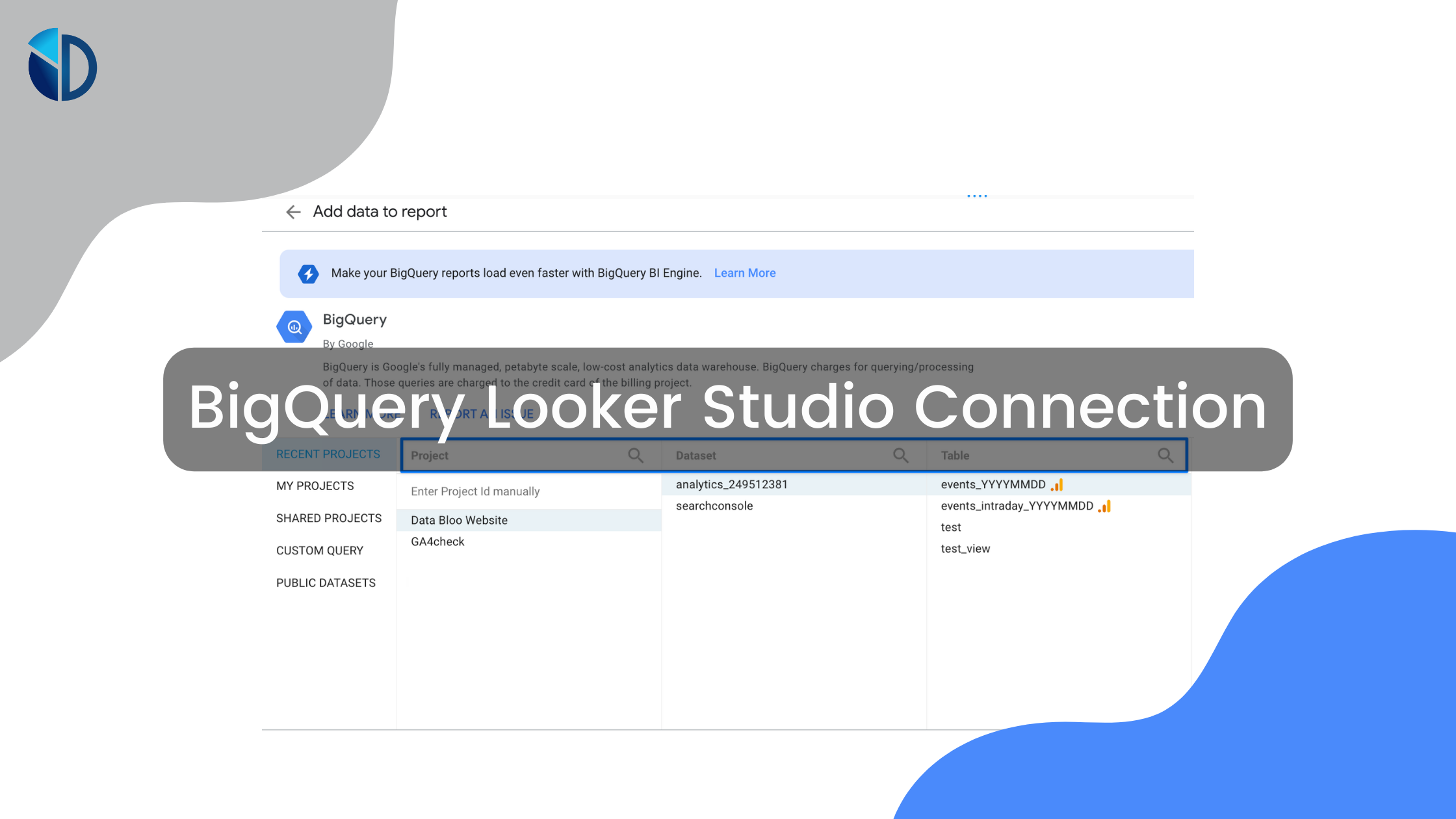BigQuery Looker Studio Connection - Data Bloo